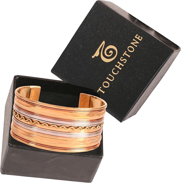 Touchstone Indian Bollywood Handcrafted Slip In Easy To Wear Stylish Wrist Enhancer Designer Broad Jewelry Cuff Bracelet For Women and Men.