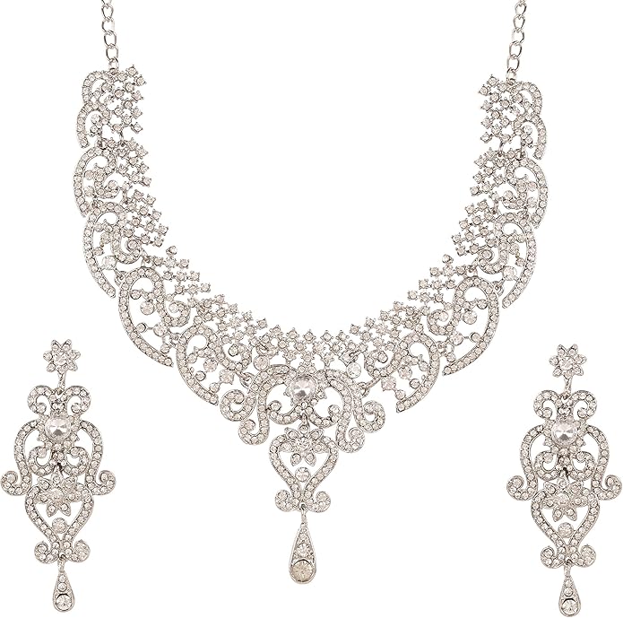 Touchstone Indian jewelry set for women bollywood gold jewellery wedding outfits necklace sets earrings bridal maang tikka fancy costume girls big desi accessories rhinestone in gold or silver tone