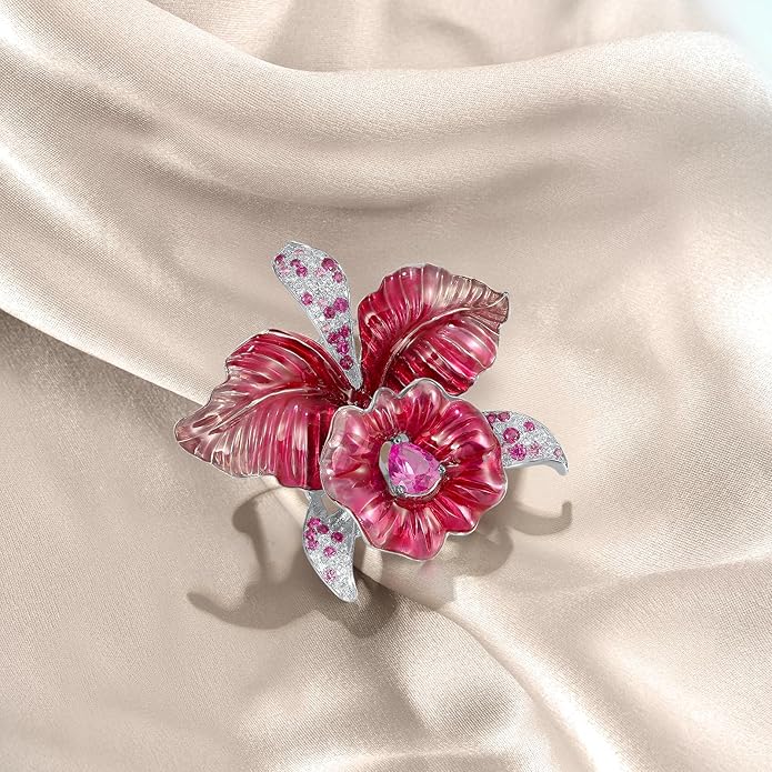 Santuzza 925 Sterling Silver Enamel Brooch Pin for Women