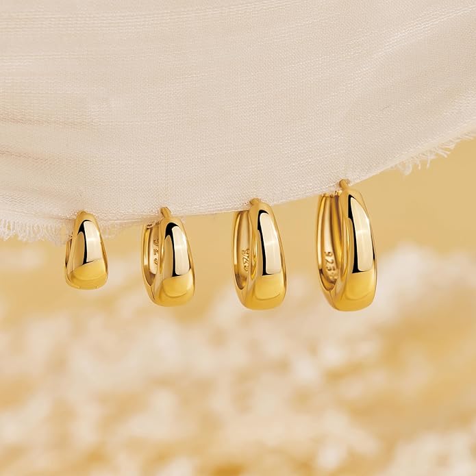Small Gold Huggie Hoop Earrings Set for Women Men Hypoallergenic 14K Plated Stack Cartilage Earrings, Multiple Piercing Lightweight Mini Thin Cute Dainty Trendy Jewelry Set Christmas Gifts for Women