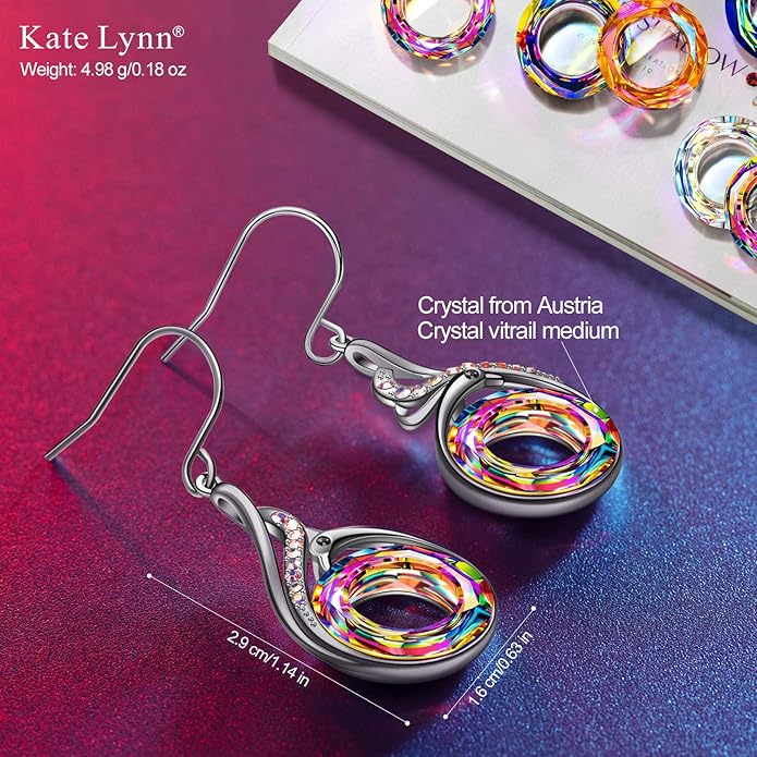 Kate Lynn "Rise From the Ashes" Phoenix Earrings, Sterling Silver Dangle Earrings with Crystals from Austria, Birthday Gift with Jewelry Box, Symbol of Luck and Renewal
