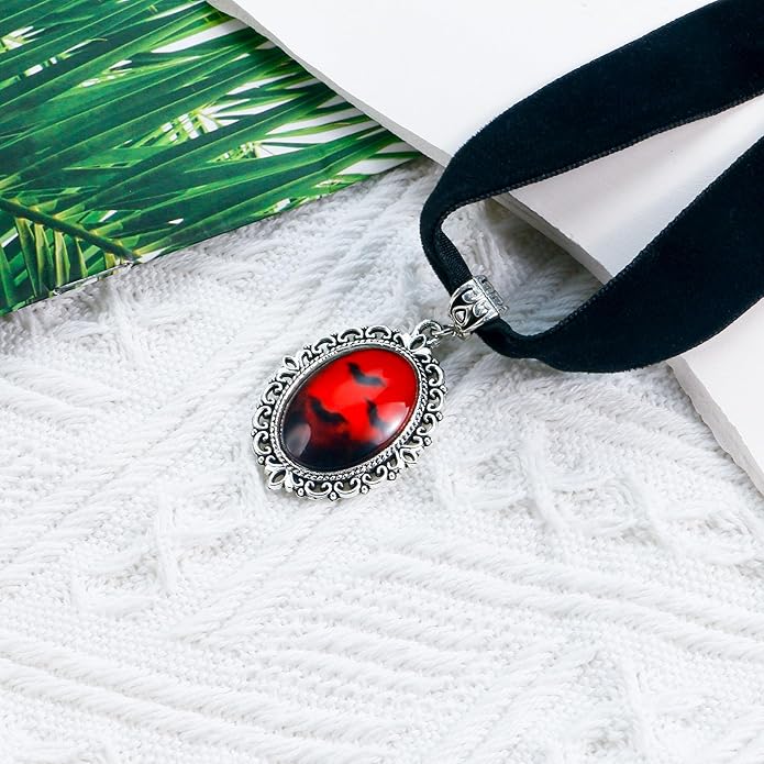 Heart Necklace Valentines Day Gifts for Her, Black Heart Choker Necklace Red Ribbon Choker Love Jewelry as New Year Gifts, Red Velvet Chocker Vintage Jewelry as Birthday Gift for Women
