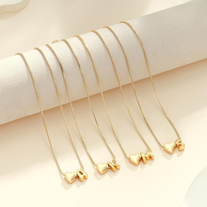 Valentines Day Gifts for Kids Teen Girls Women - 14K Gold Plated Dainty Heart A-Z Initial Letter Necklace Teen Girls Gifts Trendy Stuff Birthday Gift for 5 6 7 8 9 10 Year Old Girls Gift