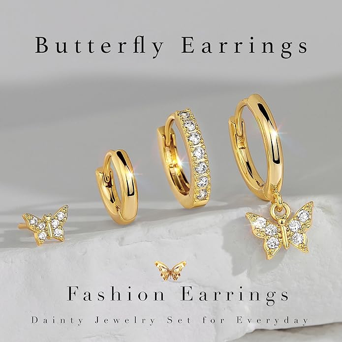 Small Gold Huggie Hoop Earrings Set for Women Men Hypoallergenic 14K Plated Stack Cartilage Earrings, Multiple Piercing Lightweight Mini Thin Cute Dainty Trendy Jewelry Set Christmas Gifts for Women