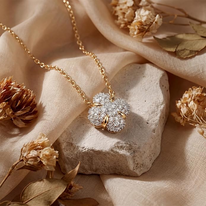MEVECCO Dainty Gold Necklace For Women 18k Gold Plated Full CZ Pendant Necklace Handmade Necklace Jewelry Everyday Wear