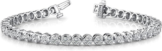 Houston Diamond District 3 to 30 Carat Classic LAB GROWN Diamond Tennis Bracelet 3 Prong Luxury Collection (D-E Color, VS1-VS2 Clarity)