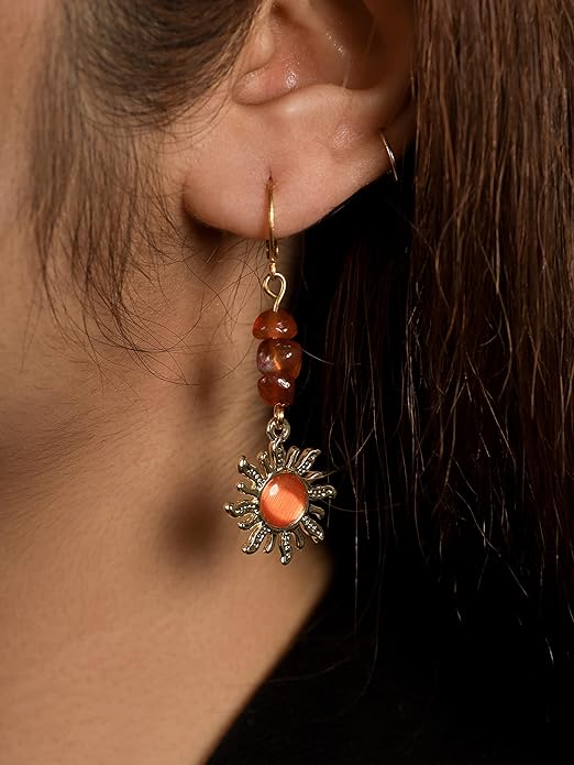 Sacina Boho Hippie Gothic Crystal Celestial Sun Earrings, Boho Earrings, Hippie Jewelry, Christmas Jewelry Gift For Women