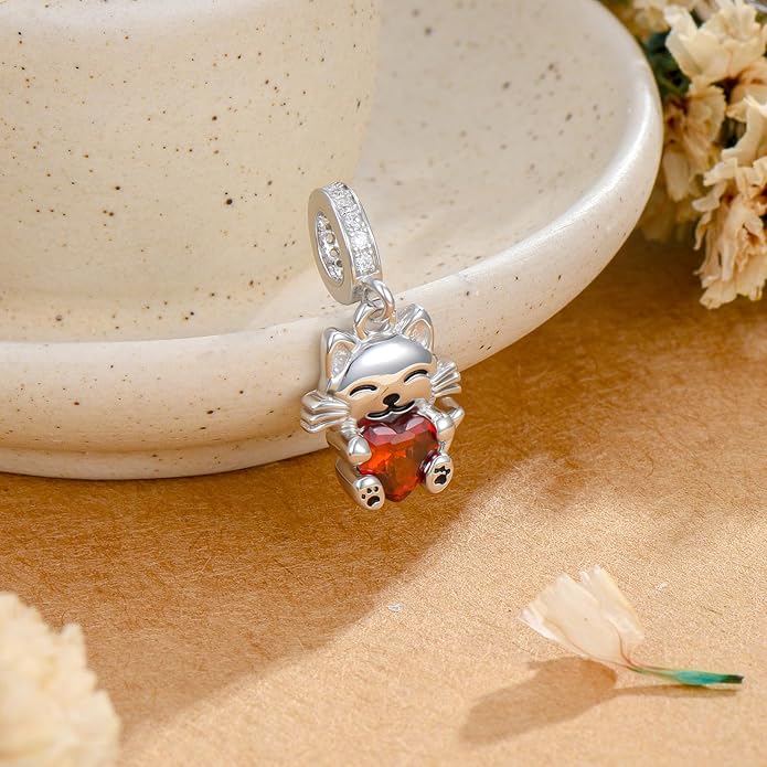 PROESS Sterling Silver/Red Panda/Cow/Highland Cow/Otter/Squirrel/Elephant/Axolotl/Cat/Fox/Bee/Butterfly/Hummingbird/Tiger/Lion/Mokeny/Koala/Dog Charm Animal Charms Bead for Jewelry Making