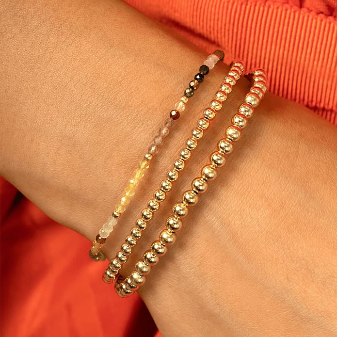 MBW Gold Bracelets for Women Beaded Bracelets Dainty Bracelet 18K Gold Plated Paper Clip | Cross Bracelet Twisted Rope Link Chain for Women Jewelry