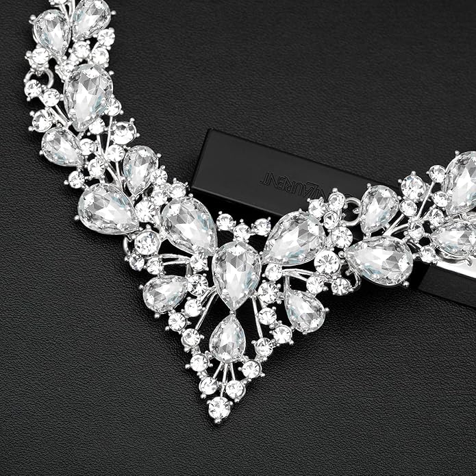CSY 4 Pcs/Set Austrian Crystal Necklace Earrings Bracelet Ring Bridal Jewelry Sets for Brides Wedding Party Costume Accessories Gifts for Women