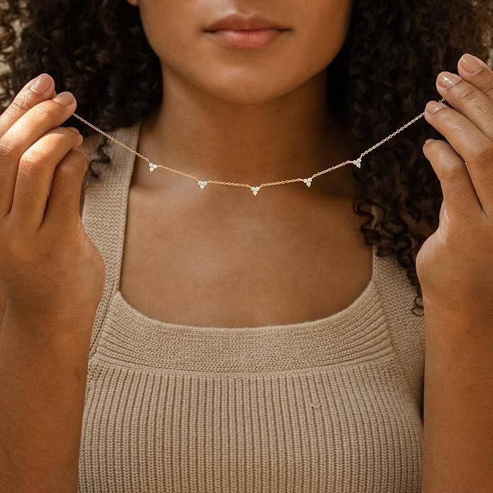 Valentines Day Gifts for Women Her - Dainty Necklaces for Women Cute Station Choker Simulated Diamond Necklace Simple Layering CZ Necklace Trendy Jewelry Gifts