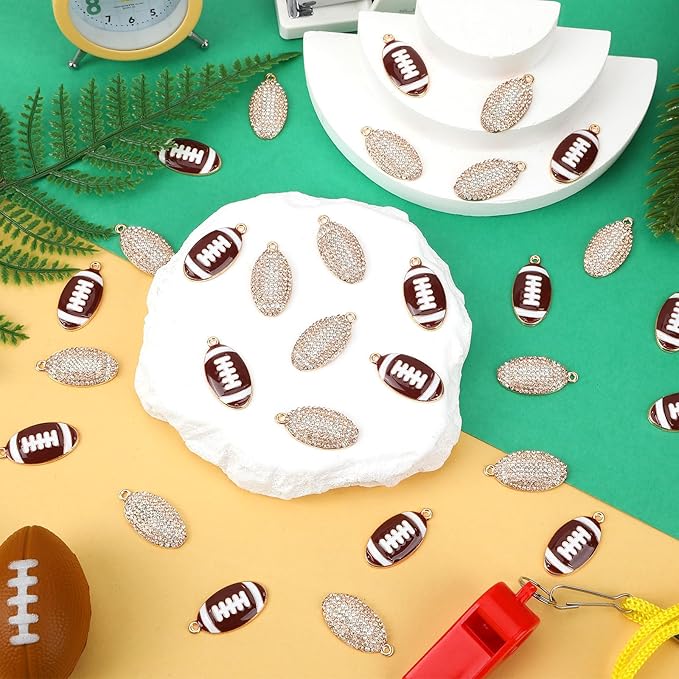 MARFOREVER Sports Charms, 40 Pcs/20 Pairs Football Charms for Jewelry Making, Enamel Rhinestone Ball Game Charm Pendants for Bracelet Necklace Earrings Making and DIY Crafts