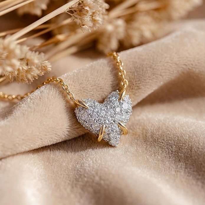 MEVECCO Dainty Gold Necklace For Women 18k Gold Plated Full CZ Pendant Necklace Handmade Necklace Jewelry Everyday Wear
