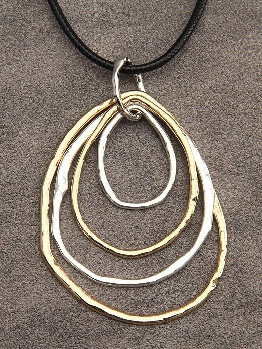GelConnie Boho Necklaces for Women Vintage Silver Circles Long Pendant Necklace Cowgirl Sweater Necklace Adjustable Leather Choker Necklace for Women