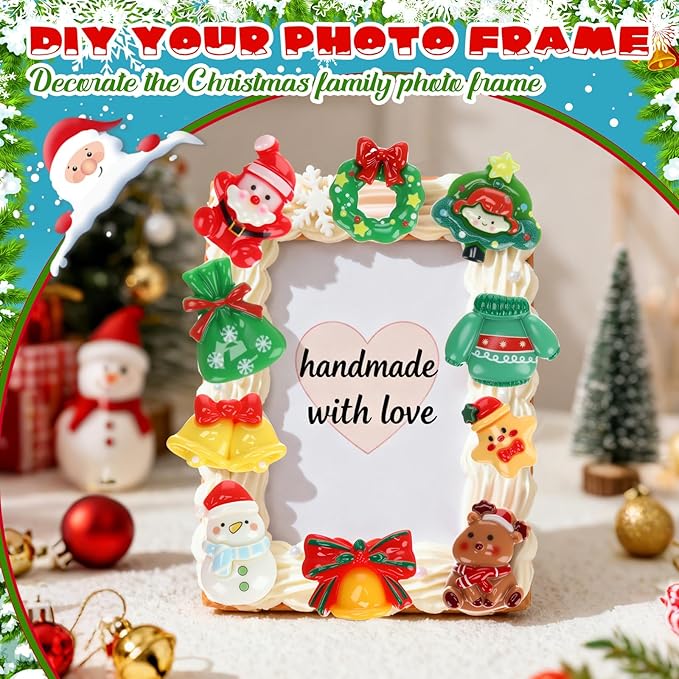 Giegxin 40 Pcs Christmas Resin Charm Kawaii Red Cardinal Candy Canes Santa Claus Flat Back Cabochon Accessories Cute Embellishments Bulk for Christmas Decor Jewelry Cellphone Case Scrapbooking DIY