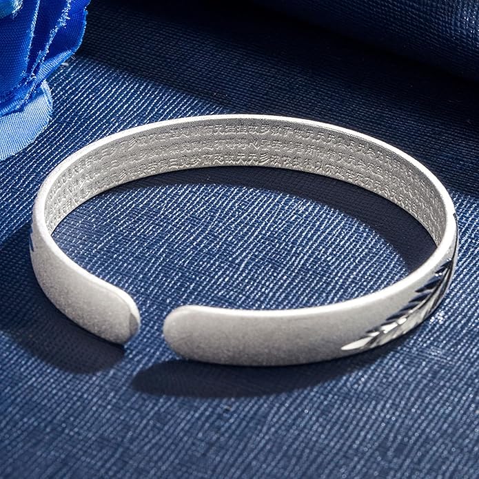 925 Sterling Silver Cuff Bangle Bracelets Adjustable Open Bangles, Fashion Jewelry Simple Adjustable 925 Silver Bangles for Women Mom Wife