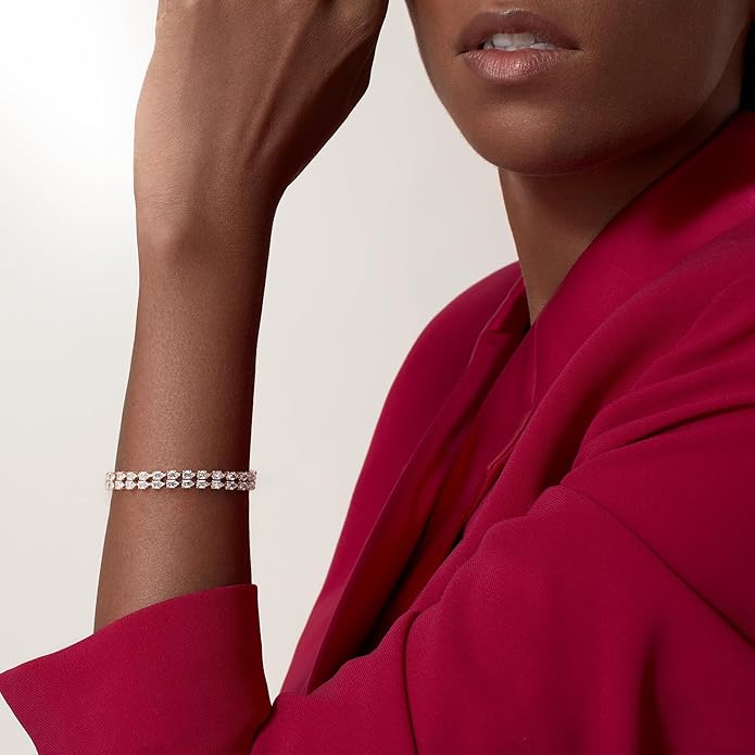 14K Gold Plated Women’s Tennis Bracelet – Sleek CZ Line Bracelet, Fits 6.0"–7.2" Wrist – Sparkly Everyday Jewelry Gift, Contemporary Tennis Bracelets for Women