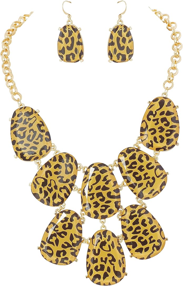 Firstmeet Chunky Bubble Statement Collar Necklace with Earrings for Women