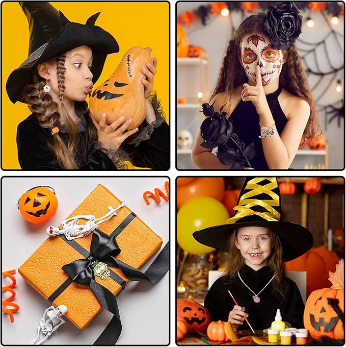 MARFOREVER 40 Pcs/20 Pairs Halloween Charms, Enamel Halloween Charms Bulk Pumpkin Bat Skeleton Witch Spider Candy Charm Pendants for Jewelry Bracelet Necklace Making