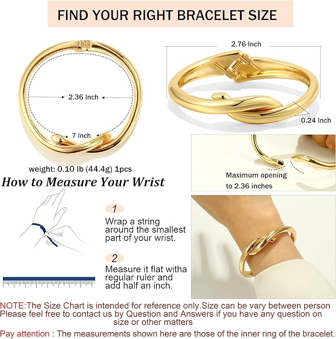 2Pcs Bangle Bracelets for Women Gold Arm Cuff 14k Gold Plated Chunky Gold Bangle Set Hinged Cuff Bracelets Trendy Arm Cuff Jewelry for Women