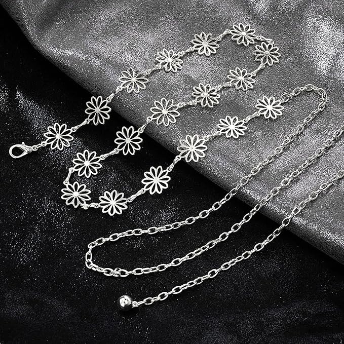 Small Flower Metal Belt Chain - Adjustable Waist Chain for Women's Dresses