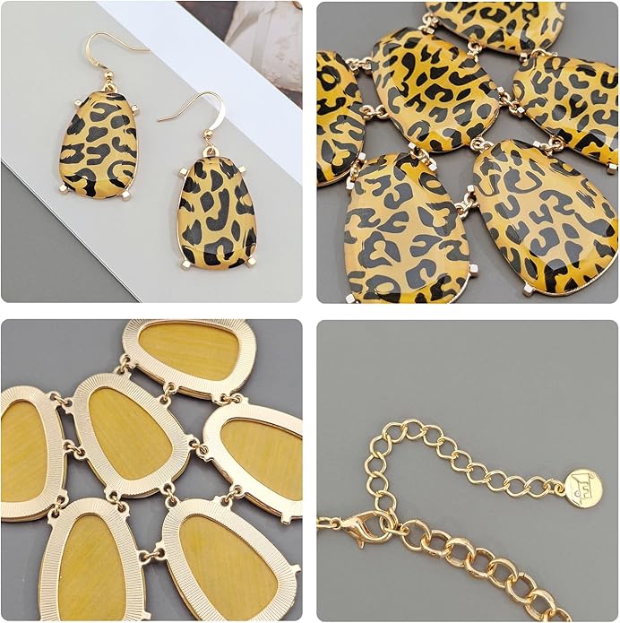 Firstmeet Chunky Bubble Statement Collar Necklace with Earrings for Women