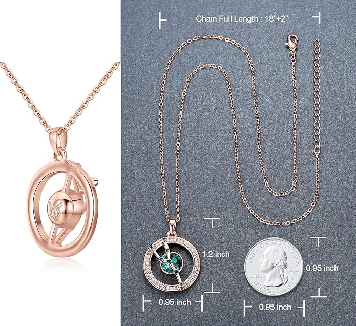 Leafael "Superstar Zodiac Constellation Pendant Necklace Made with Premium Crystal Horoscope Jewelry, Gold or Rose Gold Plated, 18"+ 2"