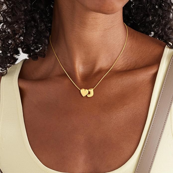 Valentines Day Gifts for Kids Teen Girls Women - 14K Gold Plated Dainty Heart A-Z Initial Letter Necklace Teen Girls Gifts Trendy Stuff Birthday Gift for 5 6 7 8 9 10 Year Old Girls Gift