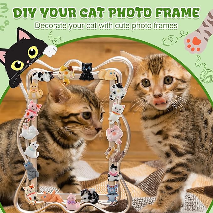 Giegxin 40 Pcs Cat Resin Charm Adorable Little Cat Miniature Figures Animal Flatback Cabochon Accessories Cute Embellishments Bulk for Jewelry Cellphone Case Scrapbooking Headband DIY Craft Making