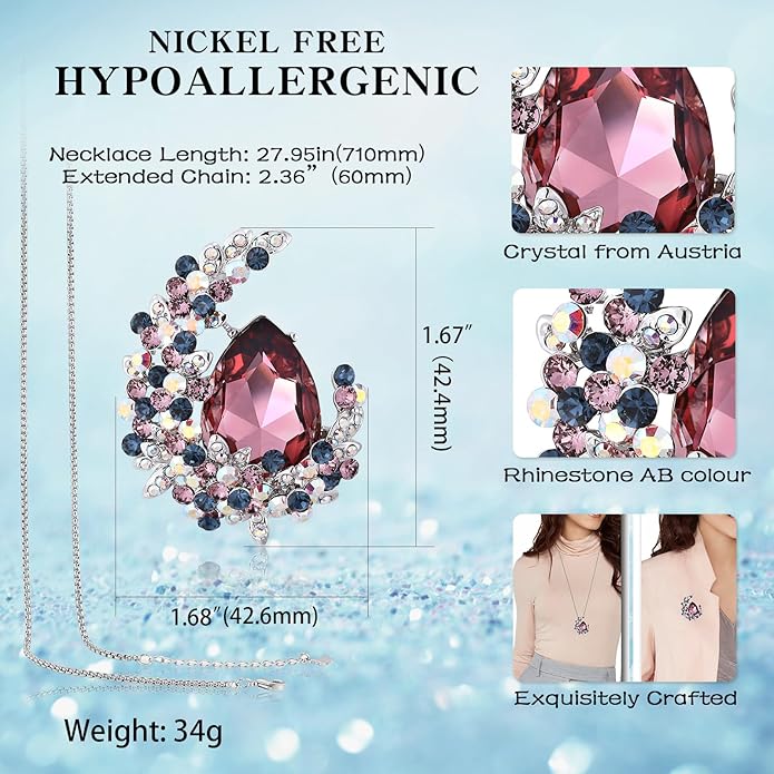 Richapex Elegant Crystal Tulip Rose Brooch Pin,Cubic Zirconia Fashion Crystal Jewelry Women's Brooch Pin