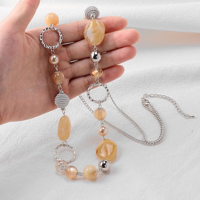 PEARL&CLUB Long Beaded Necklaces For Women - Sweater Chain Fashion Jewelry Necklace Gifts For Women