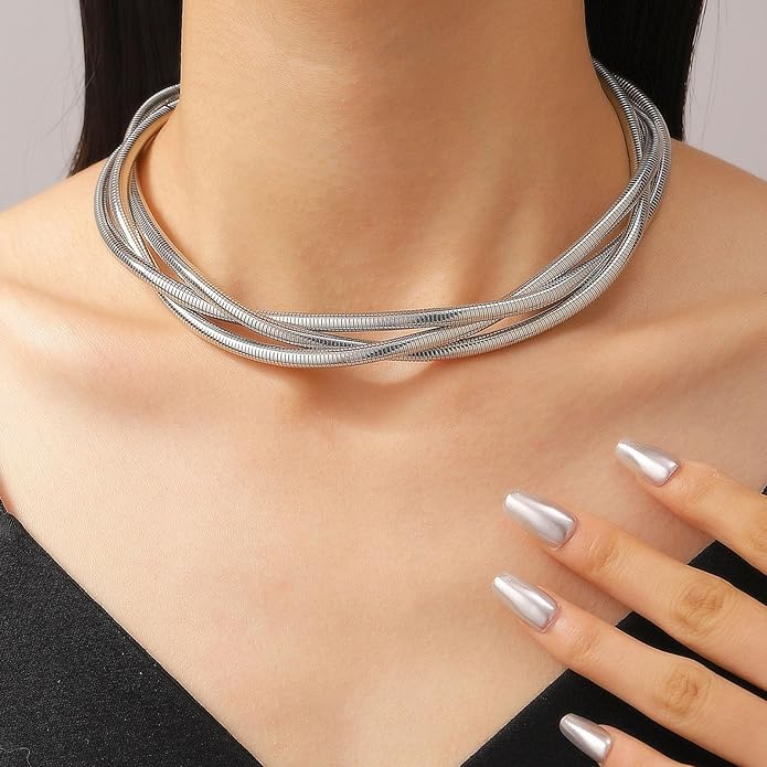 Chunky Gold Snake Chain Choker for Women Stainless Steel Layered Collar Necklace Punk Gothic Y2K Statement Jewelry Gift