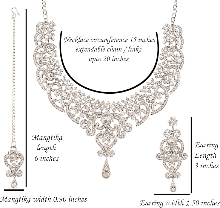 Touchstone Indian jewelry set for women bollywood gold jewellery wedding outfits necklace sets earrings bridal maang tikka fancy costume girls big desi accessories rhinestone in gold or silver tone