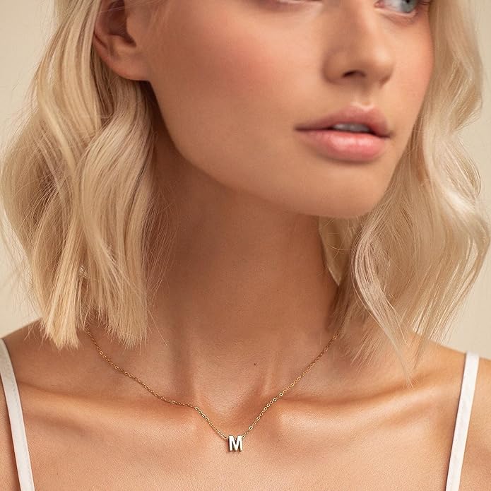 Valentines Day Gifts Initial Necklace for Women Girls Kids - Dainty Initial Necklace Tiny A-Z Pendant Necklace Cute Letter Necklace