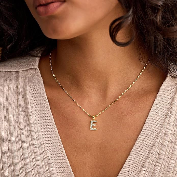 Initial Necklaces for Women,14K Gold Plated Necklaces, A-Z Letter Pendant Charm Necklace Trendy Dainty Hypoallergenic CZ Custom Personalized Name Necklace Gold Jewelry Birthday Christmas Gift for Her