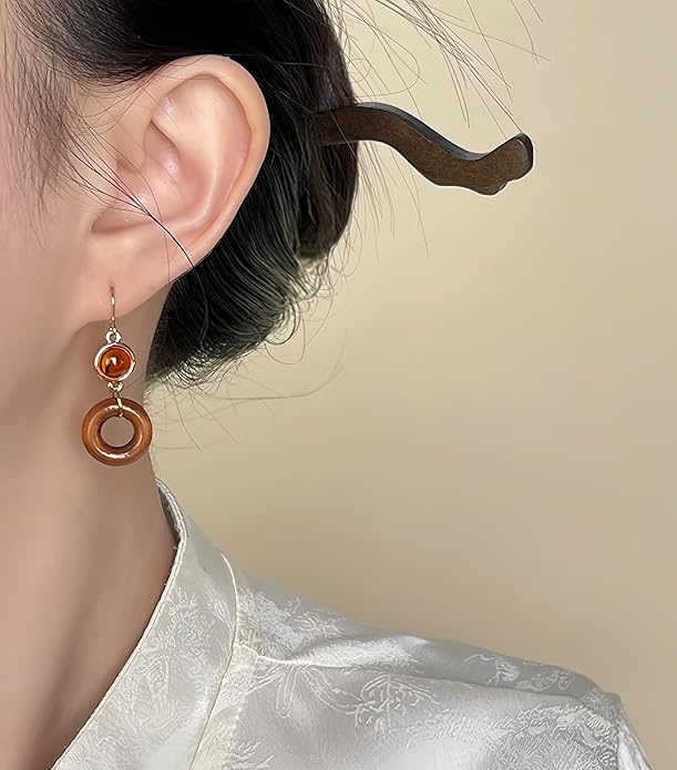 Hupplle Handmade Vintage Boho Dangle Earrings with Natural Stone Crystal Pearl Lightweight Hypoallergenic Elegant Jewelry Gifts for Women