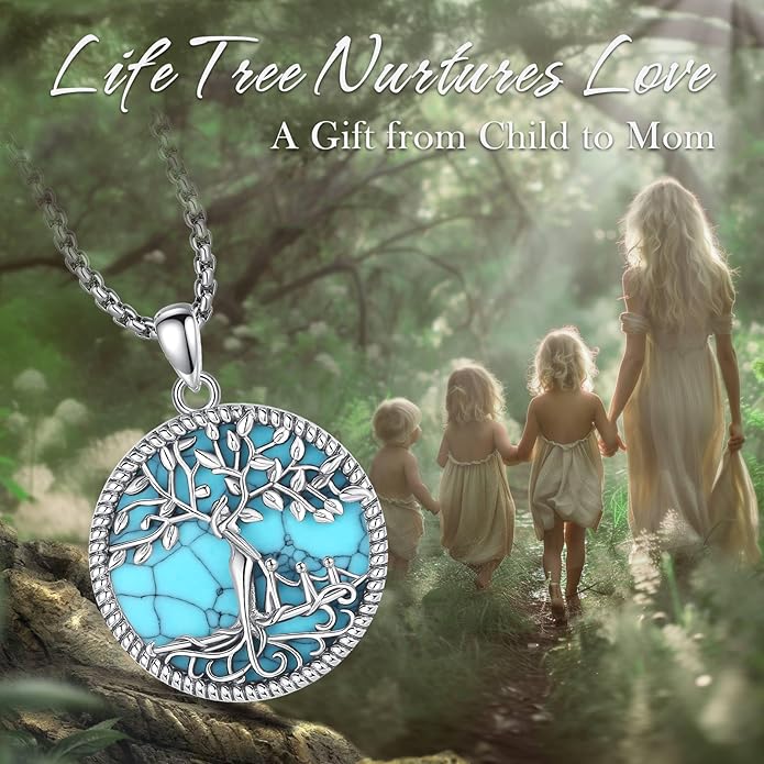 Vito 925 Sterling Silver Tree of Life Necklace for Women, Mother Tree Pendant for Mom Mother Necklace Mother's Day Jewelry Gift for Wife Grandma, 18/22 Inch Chain