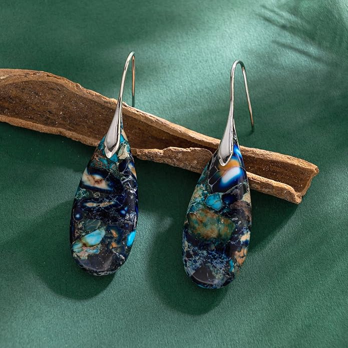 SELOVO Stone Fishhook Dangle Drop Earrings Statement Earrings for Women Stone