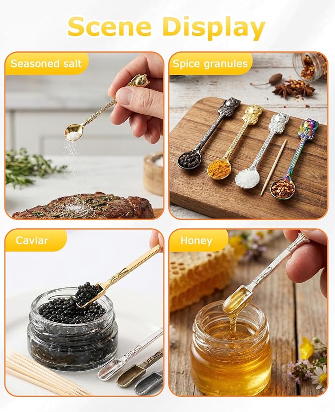 10 Pcs Mini Spoon Keychain, Metal Tiny Shovel Spoons for Home Kitchen Spices, Necklace Charms Pendants Diy Craft Making