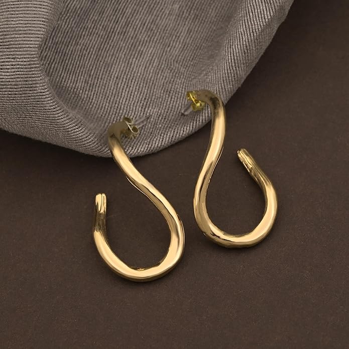 18K Gold Plated Sculptural Earrings Set for Women – Hypoallergenic, Lightweight, Modern Hoop & Drop Styles – 6 Bold Statement Designs – Christmas, Holiday, Thanksgiving Gift, Halloween