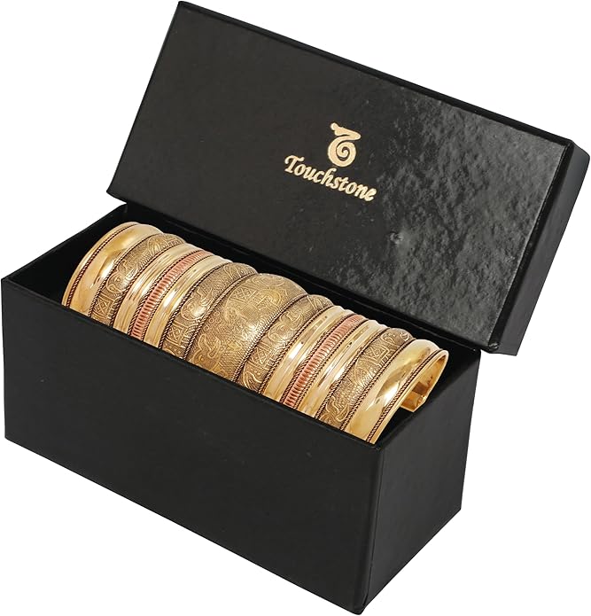 Touchstone Indian Bollywood Handcrafted Slip In Easy To Wear Stylish Wrist Enhancer Designer Broad Jewelry Cuff Bracelet For Women and Men.