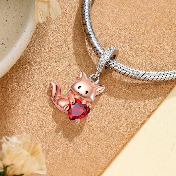 PROESS Sterling Silver/Red Panda/Cow/Highland Cow/Otter/Squirrel/Elephant/Axolotl/Cat/Fox/Bee/Butterfly/Hummingbird/Tiger/Lion/Mokeny/Koala/Dog Charm Animal Charms Bead for Jewelry Making