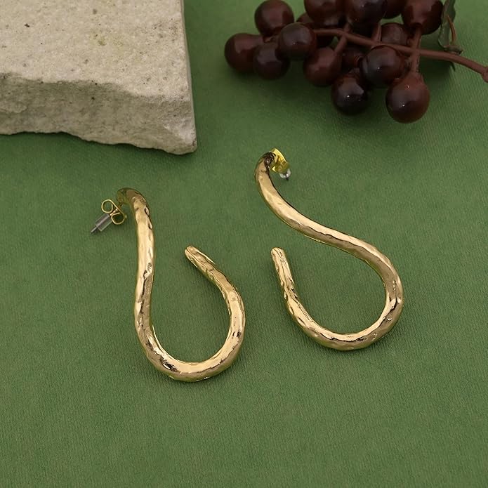 18K Gold Plated Sculptural Earrings Set for Women – Hypoallergenic, Lightweight, Modern Hoop & Drop Styles – 6 Bold Statement Designs – Christmas, Holiday, Thanksgiving Gift, Halloween