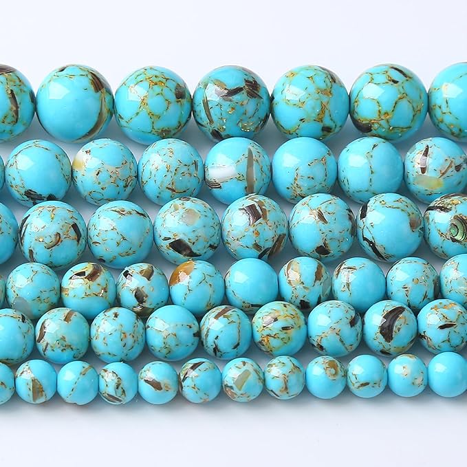 8MM 46PCS Blue Shell Turquoise Spacer Loose Beads for Jewelry Making DIY Bracelet Necklace