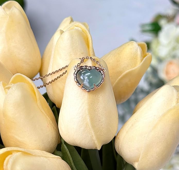 LE VIAN 3.40 Carat Aquaprase Heart Pendant Necklace for Women | Rose or Yellow Gold Plated 925 Sterling Silver Pendant for Her I Delicate Elegant Design I 18 Inch Chain Necklace with Lobster Claw