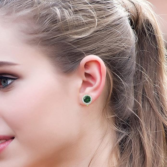 YOQUCOL 8MM Cubic Zirconia Crystal Clip On Stud Earrings Round Non Pierced Earrings for Women