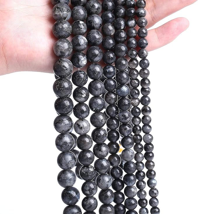 4mm 90pcs Natural Black Labradorite Stone Beads Round Larvikite Beads for Jewelry Making DIY Bracelet 15" (Black Larvikite Labradorite Beads, 4mm)