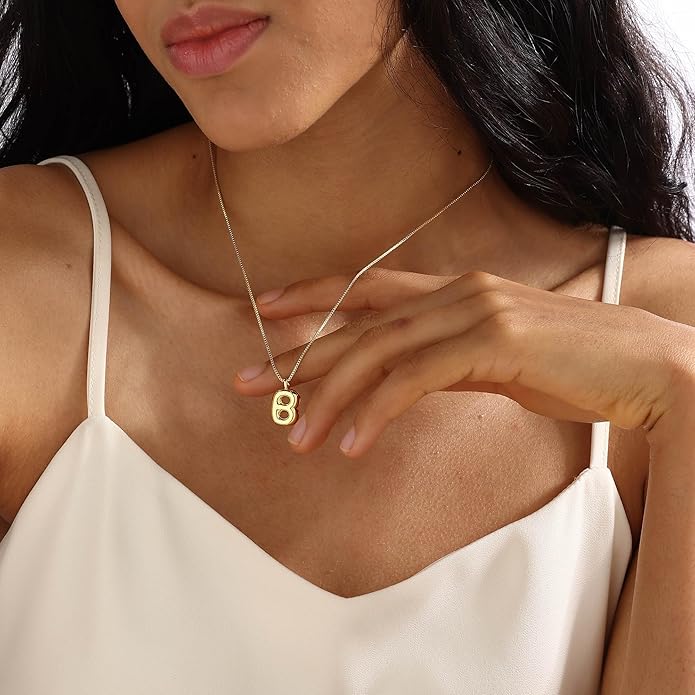 Bubble Gold Silver Letter Necklace Initial Necklaces for Women Trendy 14K Dainty Charm Pendant Name Necklace Personalized Jewelry Gift for Women Teen
