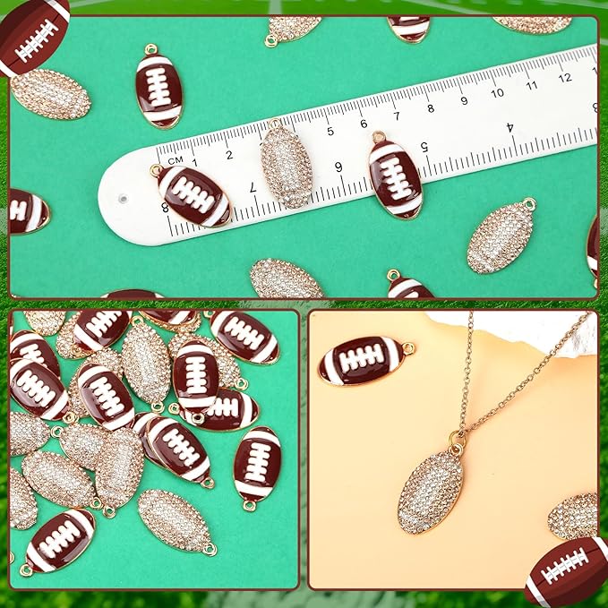 MARFOREVER Sports Charms, 40 Pcs/20 Pairs Football Charms for Jewelry Making, Enamel Rhinestone Ball Game Charm Pendants for Bracelet Necklace Earrings Making and DIY Crafts