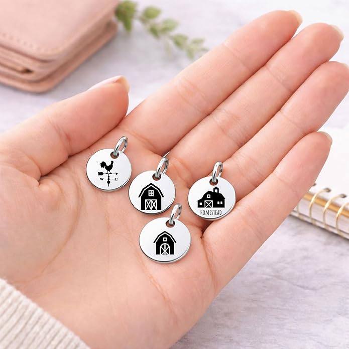 SM Design Western Charm Set of 4 – Stainless Steel Western Charms for Bracelets & Necklaces – Cowgirl, Ranch & Country Style Jewelry Charms – Western Gift for Women & Moms